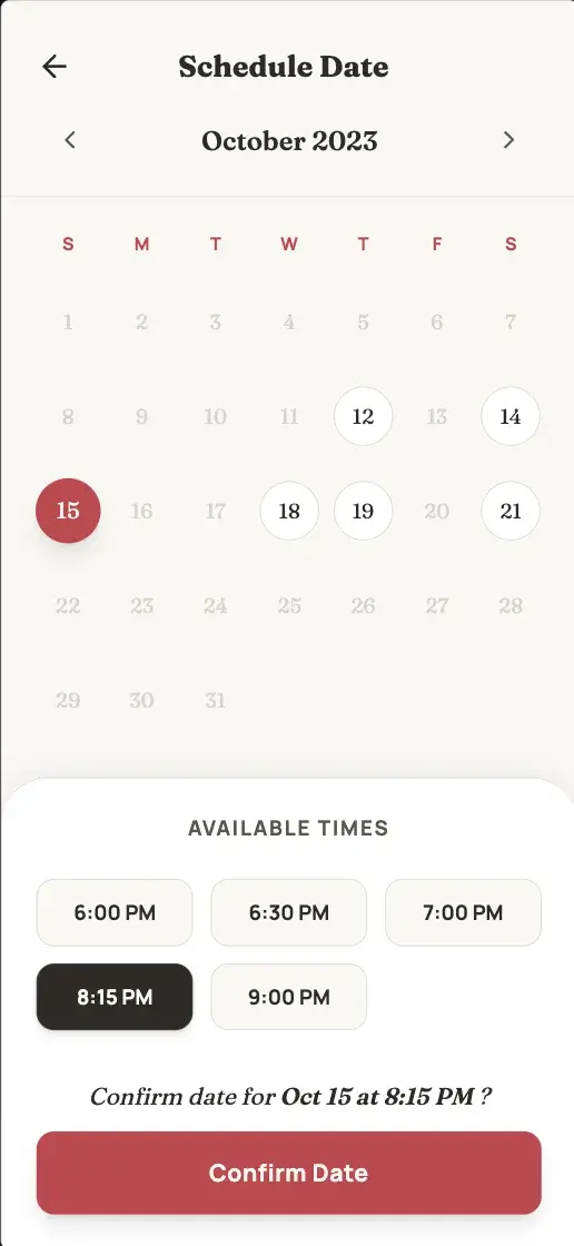 Soon - Date Selected