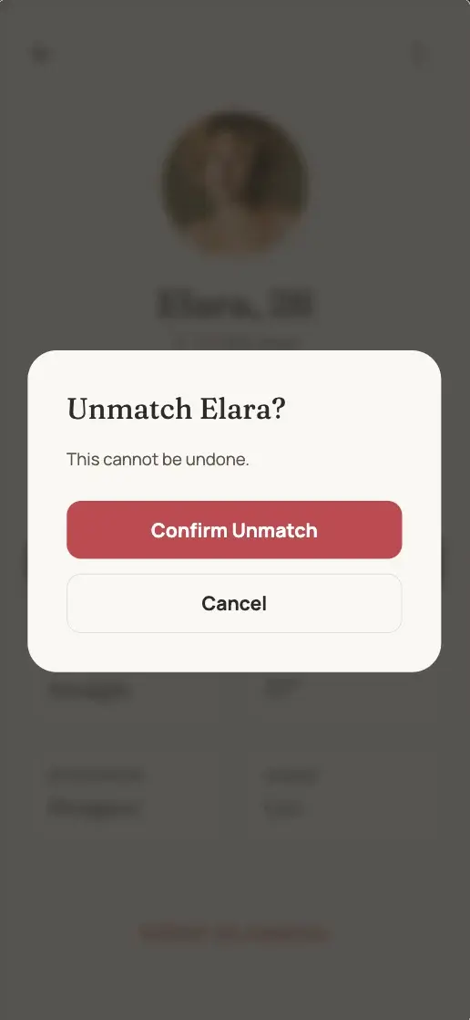 Soon - Unmatch Confirmation