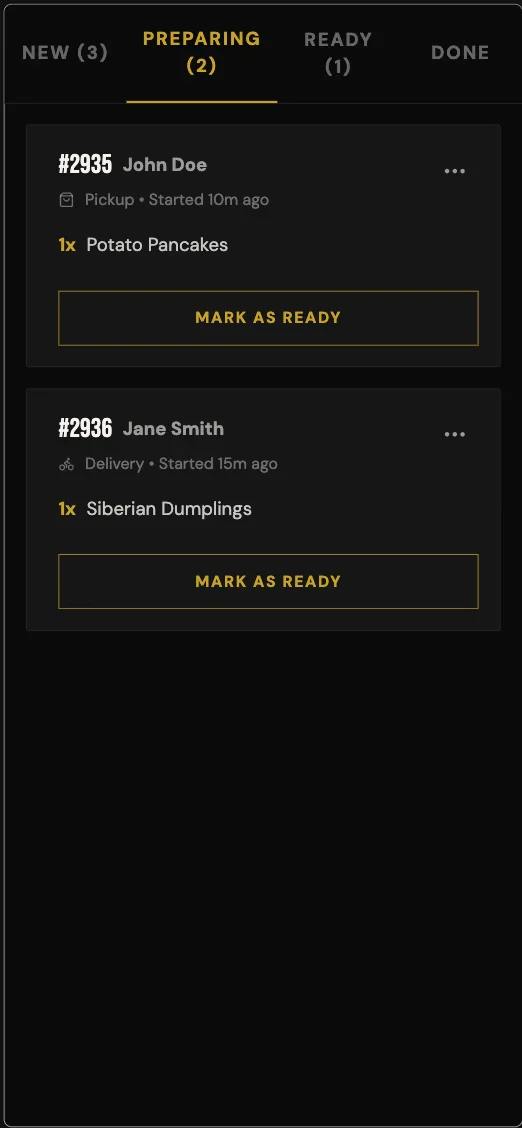 Off Menu - Preparing Orders