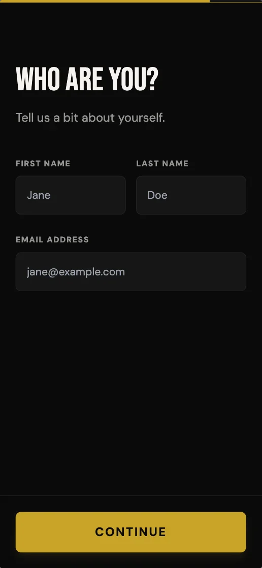 Off Menu - Personal Details