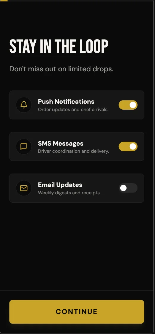 Off Menu - Notification Preferences