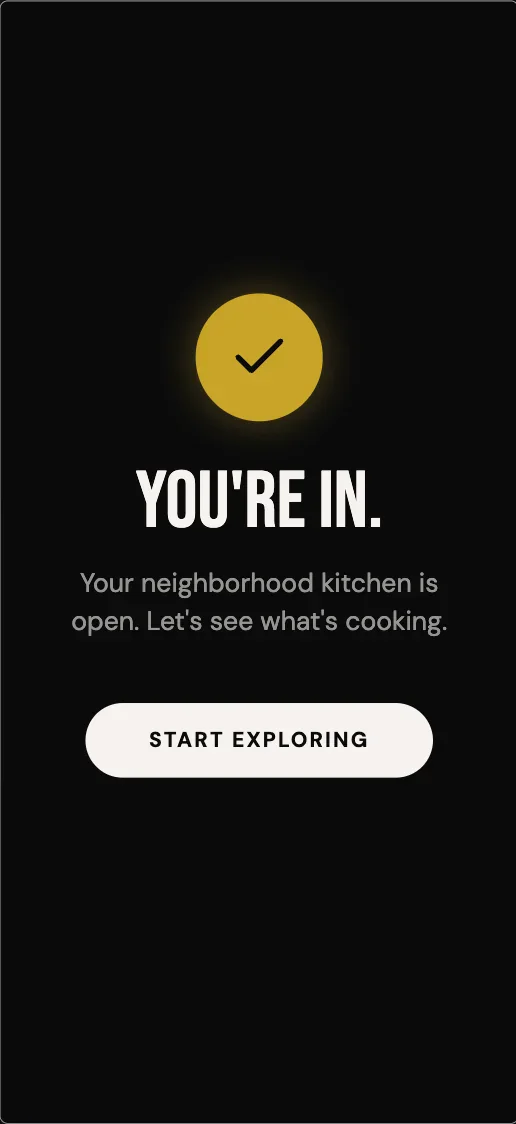 Off Menu - Signup Complete