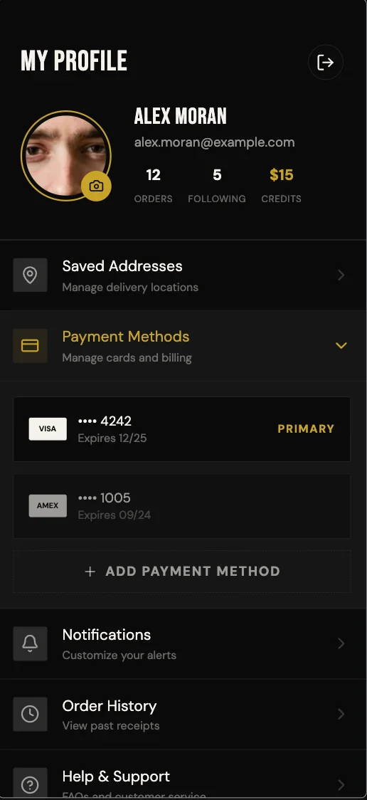 Off Menu - Managing Payment Methods