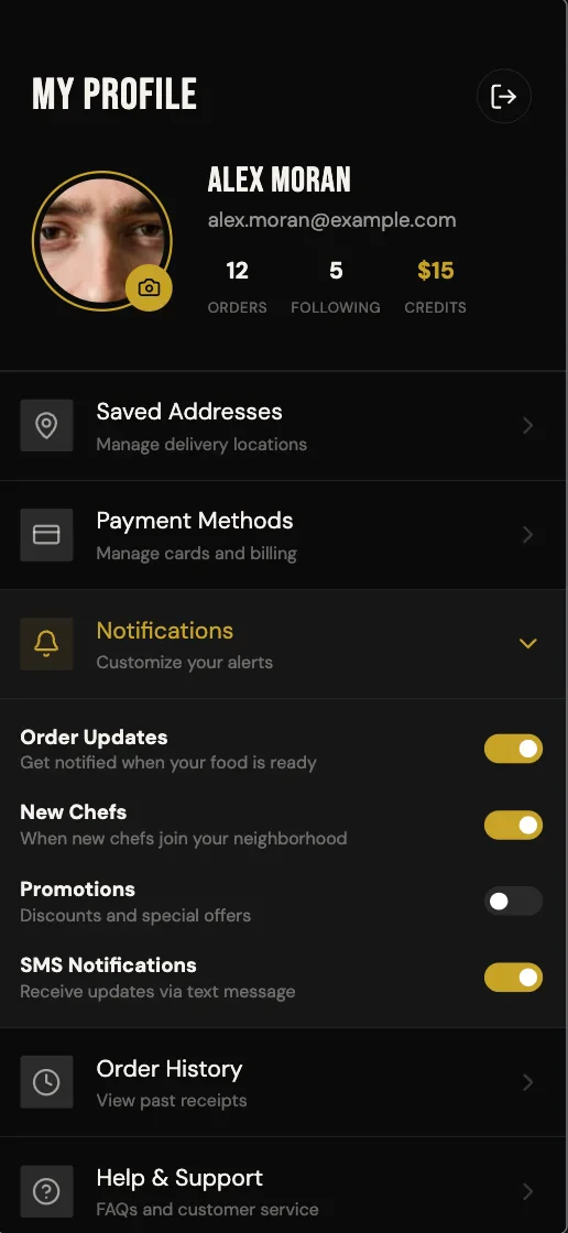 Off Menu - Notification Settings