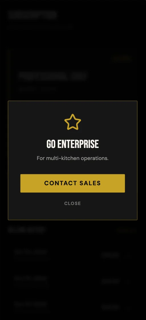 Off Menu - Upgrade Plan Modal