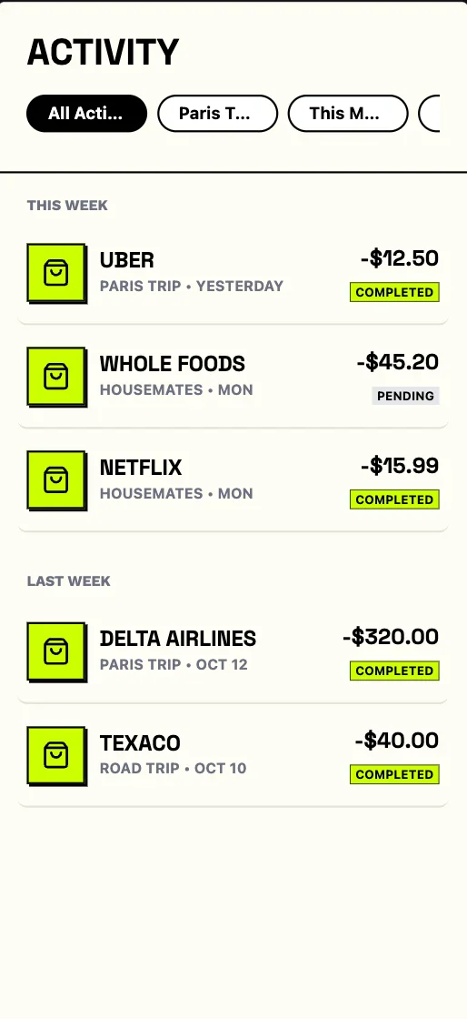 Splitto - All Groups View