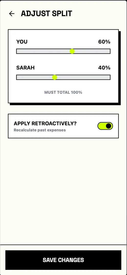 Splitto - Retroactive Application