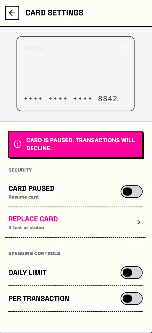Splitto - Card Inactive