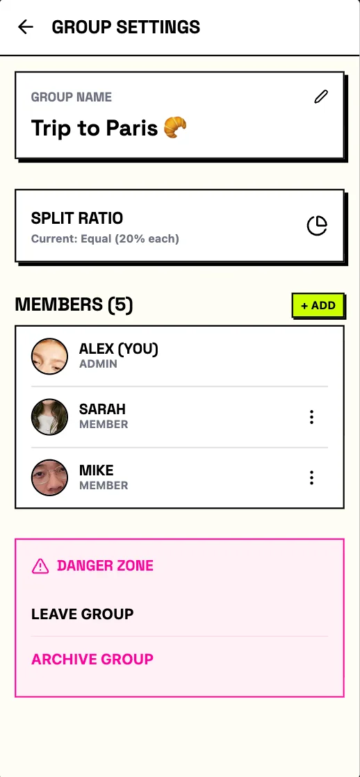 Splitto - Default Settings