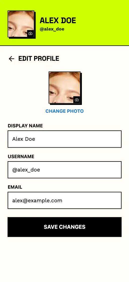 Splitto - Edit Profile Modal
