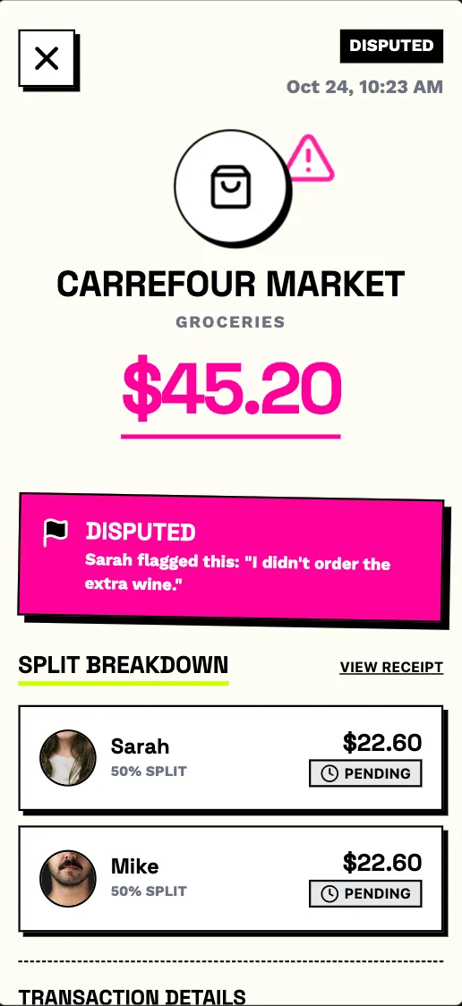 Splitto - Flagged Transaction